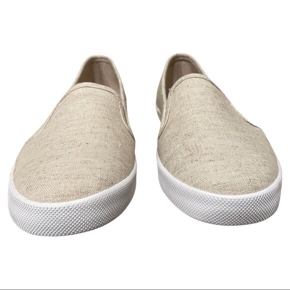 NWOB- NAUTICA- canvas slip on shoes, tan linen like fabric - Picture 2 of 10